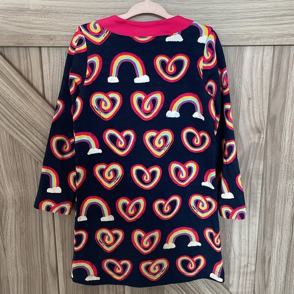 Hatley toddler girl size 4 long sleeve navy and rainbow dress with pockets. - Picture 6 of 6
